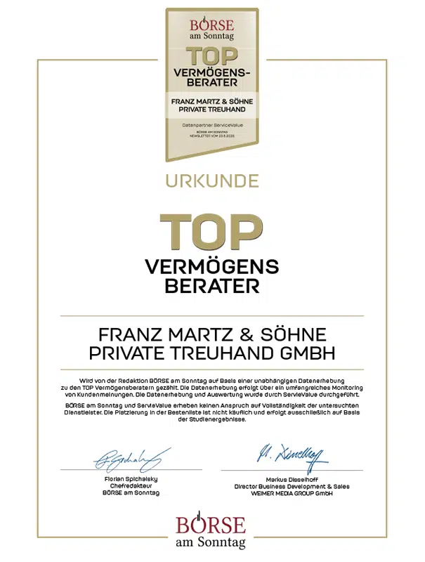 Auszeichnung Private Top-Vermögens-Berater